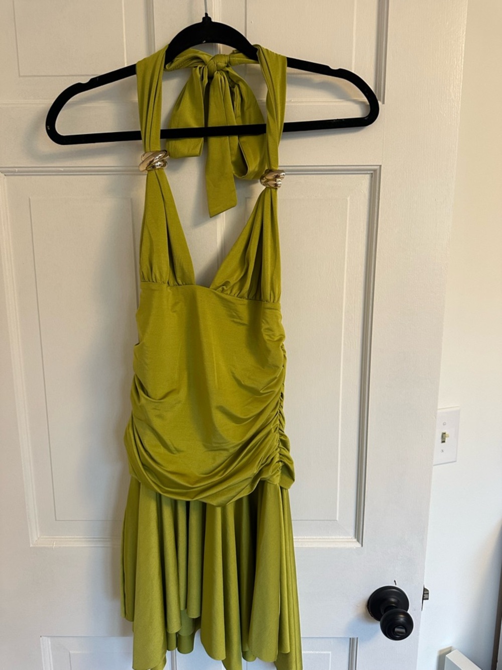 White Fox Boutique Olive Halter Draped Dress